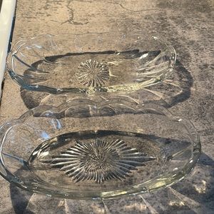 2 vintage glass condiment serving dishes or display 💎